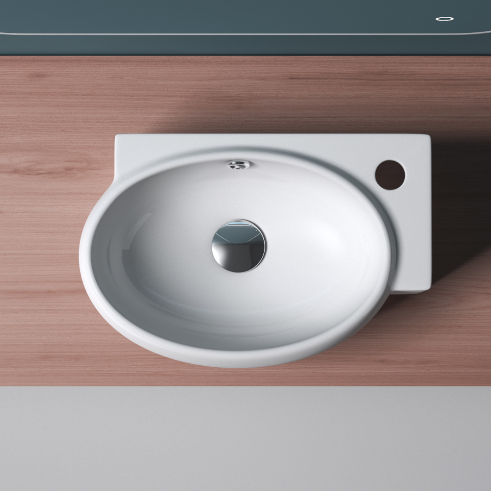 Bruessel 3052 | Oval Ceramic Wall Hung or Semi Recessed Basin Image Four