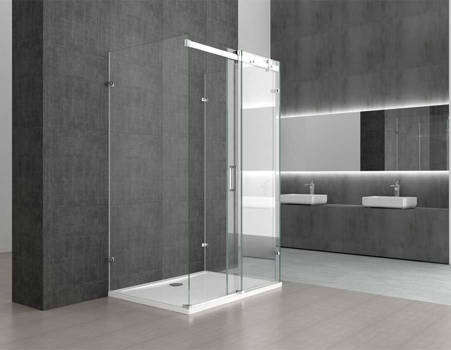 Durovin 8mm Sliding Frameless Shower Enclosure U Shape Clear Glass ...