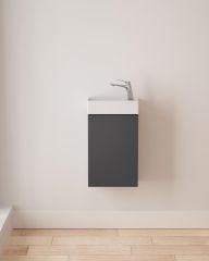 Durovin Bathrooms 400mm Wall Mounted Vanity Unit Include Basin - Soft Close Door - 710mm  220mm(H—D) - Dark Grey 