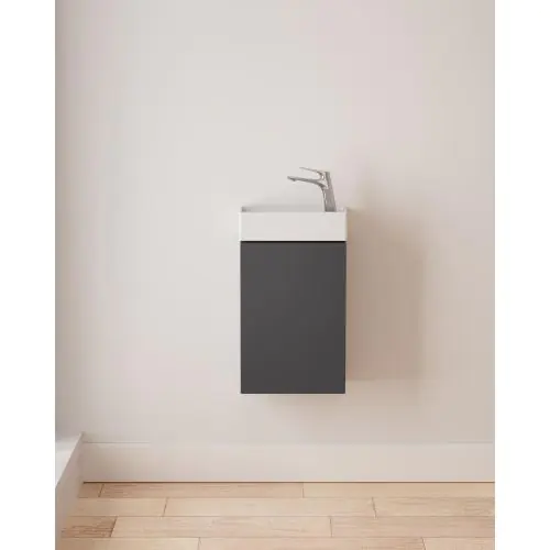 Durovin Bathrooms 400mm Wall Mounted Vanity Unit Include Basin - Soft Close Door - 710mm  220mm(H—D) - Dark Grey 